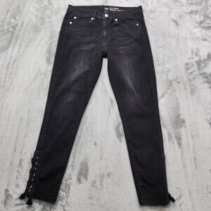 GAP Jeans Womens 10/30R Washed Black True Skinny Laced Up Ankle Mid Rise Stretch